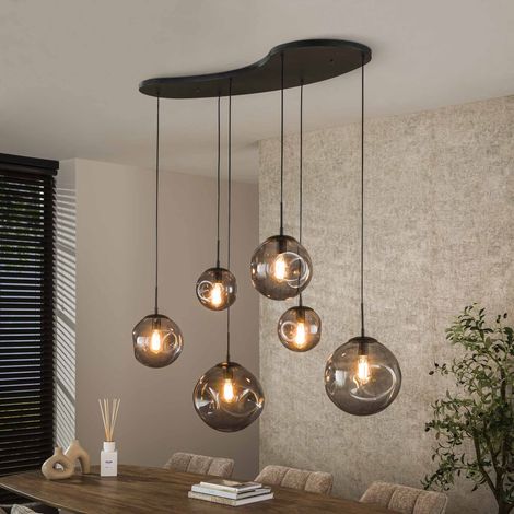 Industriell Hängelampe Nova Black 6-Lichtstrahl 135 cm