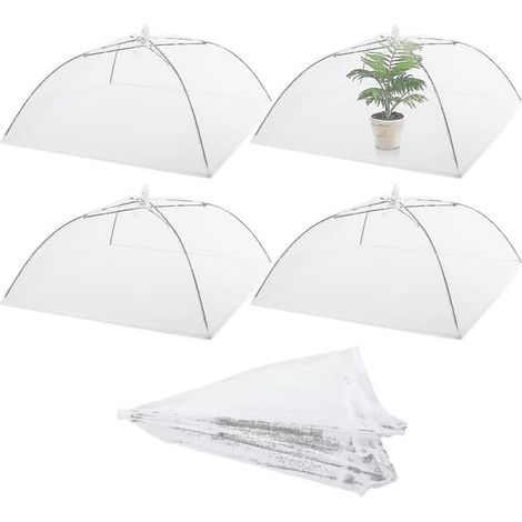 Ecleanfy - Lot de 4 filets de protection pour plantes, dômes réutilisables, tentes de protection de 43 cm (17 pouces) pour plantes d'extérieur, parasol pliable (1/5)
