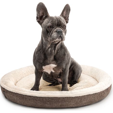 lionto Rundes Hundebett Hundekissen Hundesofa Katzenbett Donut (M) 65 cm, Braun (1/5)