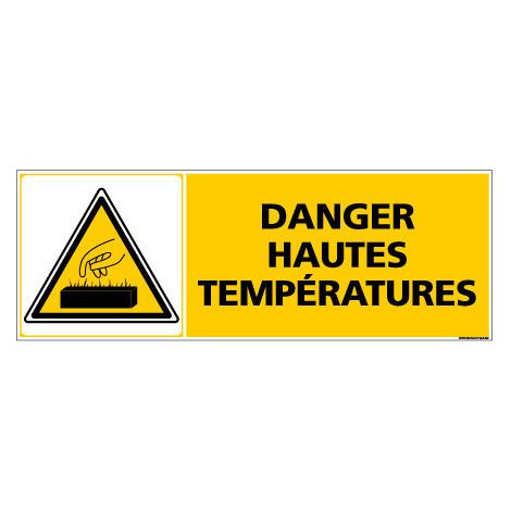 Panneau de Signalisation DANGER HAUTES TEMPERATURES (C0864) - Adhésif - 210 x 75 mm