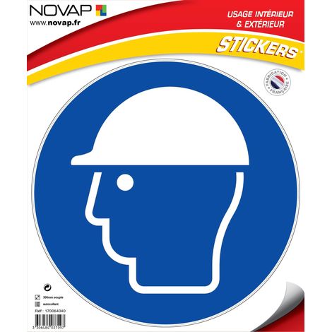 Panneau Casque de protection obligatoire - Vinyle adhésif Ø300mm - 4037097