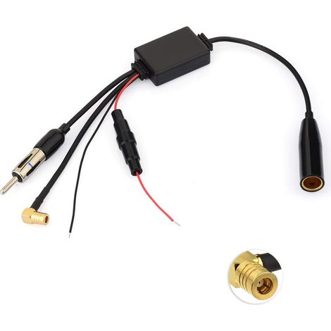 Séparateur Antenne Dab+/FM/AM Actif pour Autoradio, Amplificateur de Signal avec Câble SMB 34.5cm, Compatible avec Autoradios - sans Antenne Supplémentaire (1/5)