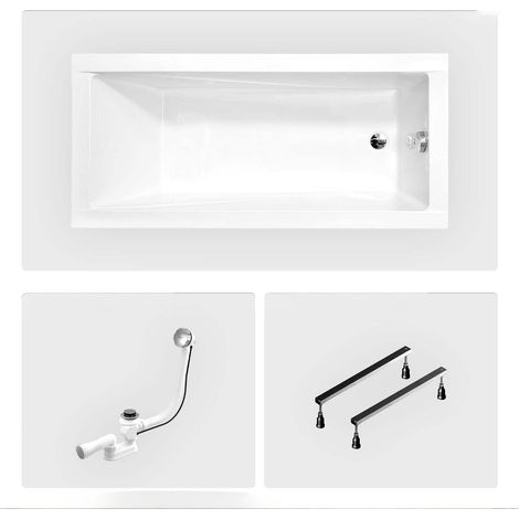 Bañera rectangular - 140 x 70 cm - sin revestimiento - con patas - Desagüe cromado - MODERN (1/4)