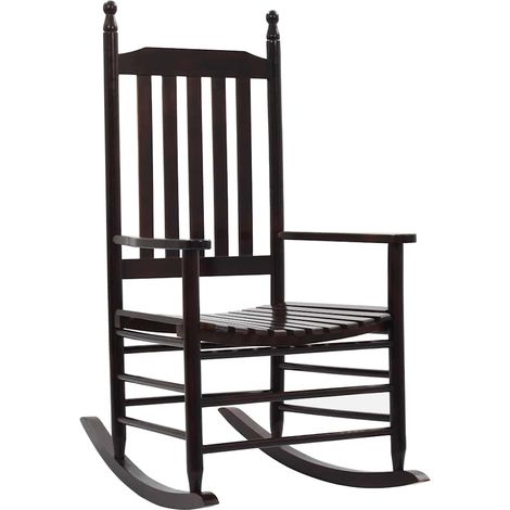 Chaise à bascule de jardin en bois de peuplier marron avec siège incurvé 60,5 x 82 x 114 cm - PANGIVO (1/5)
