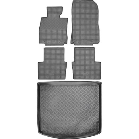 Juego de alfombrillas de goma para Mazda CX-5 I SUV de 2012 a 2017 + alfombrilla para el maletero. (1/5)