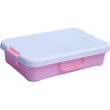Bac sensoriel portable avec couvercle, plateau de rangement empilable et étanche, idéal pour les enfants (avec bac à sable) / Rose et blanc (1/5)