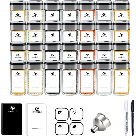 Juego de botes para especias, almacenamiento hermético, dosificador ajustable, 35 piezas. (1/2)