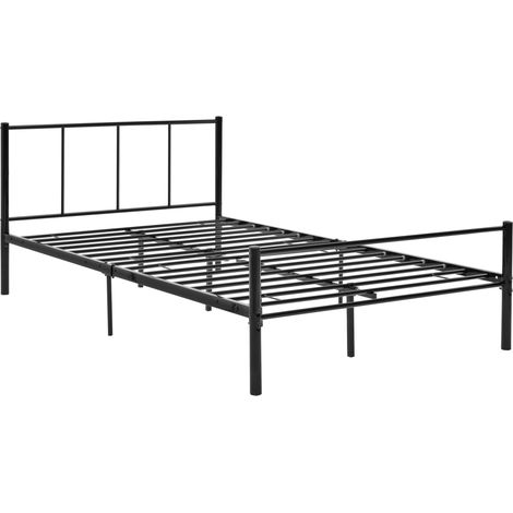 Cama metálica para adultos con láminas metálicas estructura de acero negro 120 x 200 cm 030002692 (1/5)