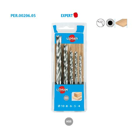 Coffret LEMAN de 5 forets hélicoidaux hss bois (1/2)