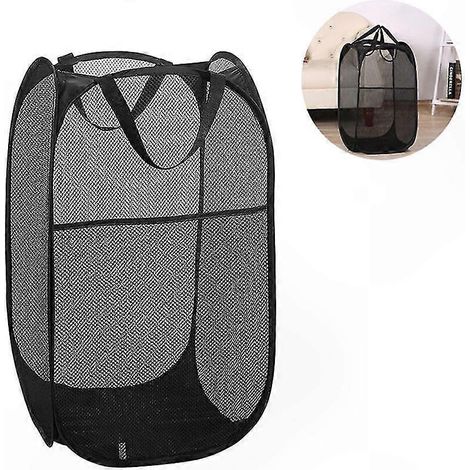 Faltbarer Wäschekorb, runde Aufbewahrungsbox, praktische Aufbewahrungslösung für Zuhause, ideal fürs Kinderzimmer, Schwarz (1/5)