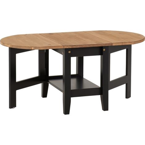 Santos Drop Leaf Coffee Table - L55 x W45 x H98.5 cm - Black/Distressed Waxed Pine