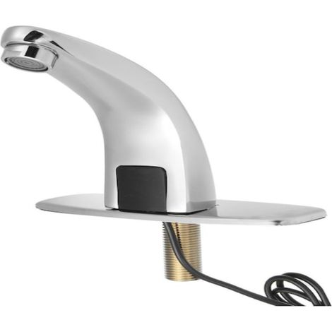 Automatischer Induktionswasserhahn mit Infrarotsensor für Warm- und Kaltwasser, berührungsloses Händewaschen, intelligenter, batteriebetriebener Einloch-Wasserhahn für Zuhause (1/4)