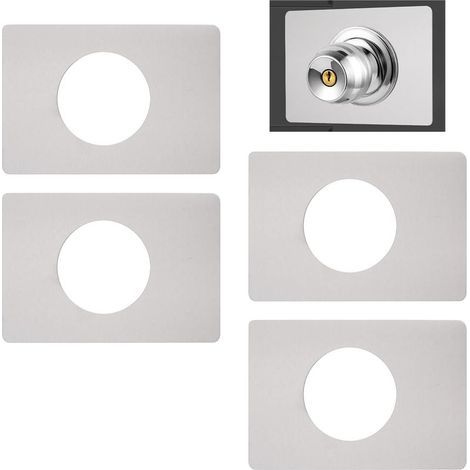Plaque de renforcement pour serrure de porte, kit de réparation autocollant pour poignée de porte en acier inoxydable 4 pièces, plaques carrées pour fixation de poignée de porte (argenté (1/5)