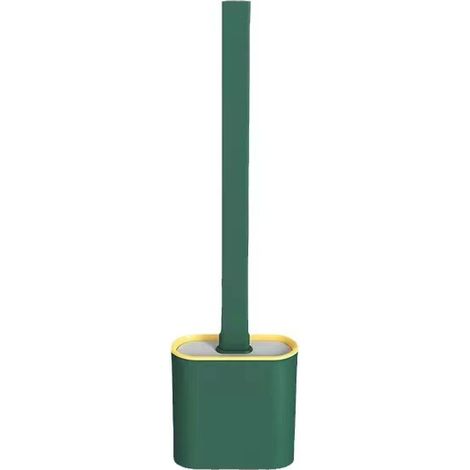 Brosse de toilette 2 pièces : Brosse de toilette en silicone flexible ultra hygiénique, vert