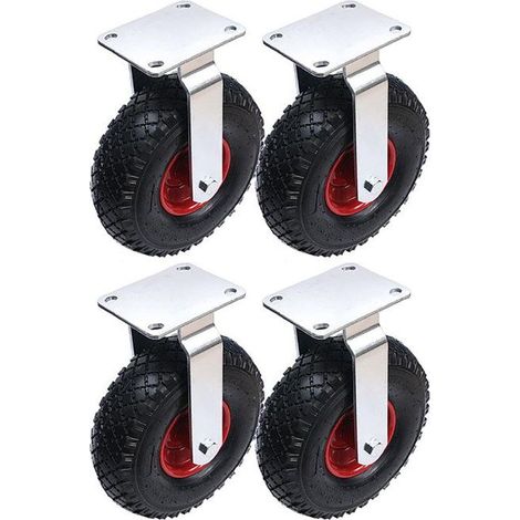 Ruedas - Ricin - 10" Neumático - Acero - Fijas - Carga 150kg - Conjunto de 4