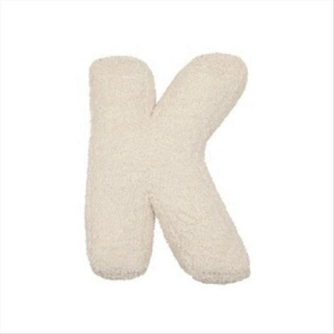 Coussin Décoratif Lettre K, Housse de Polaire avec Rembourrage, Oreiller de Canapé pour Chambre Enfant, Taille Unique, Blanc (1/5)