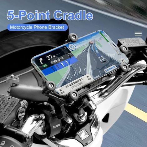Support de téléphone universel pour moto avec amortisseur de chocs, réglable à 360 ° pour 4.7-7.1 pouces iPhone 15 13 14 Pro Max[05] (1/4)
