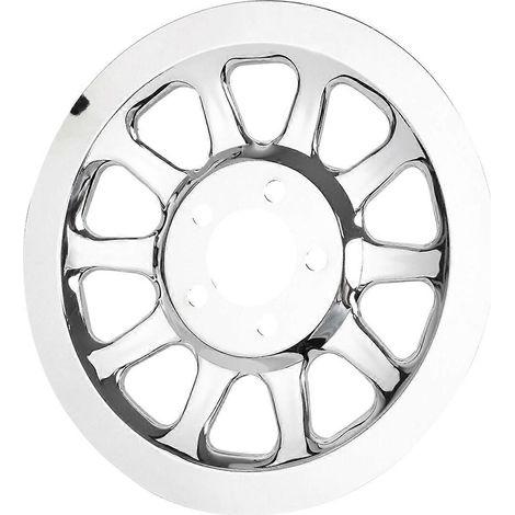 Chrome Rear Pulley Cover Insert for Softail Fat Boy Lo FLSTN-- (1/5)