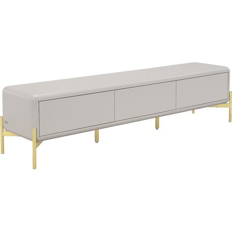 Meuble TV avec 3 tiroirs en MDF - Beige et doré - LYBAKA (1/4)