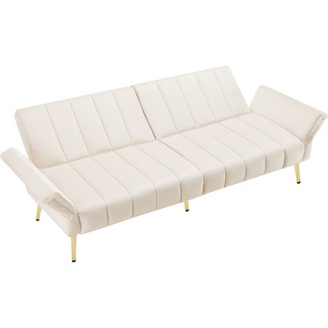 Canapé-lit pliable moderne avec pieds d’appoint, fonction couchage, tissu velours, adapté au salon, à la chambre, au home cinéma et à la chambre d’amis. Vidéo disponible [old sku:N653P260506A] (1/5)