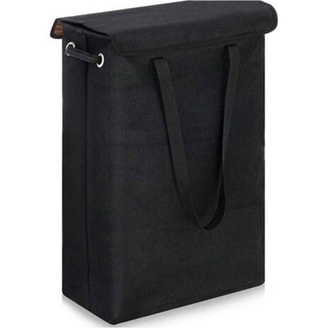 (Black) 45 Litre Slimline Foldable Laundry Hamper with Lid - Extra Large Capacity Laundry Hamper - 39x19x60cm - Narrow Laundry Hamper (1/5)
