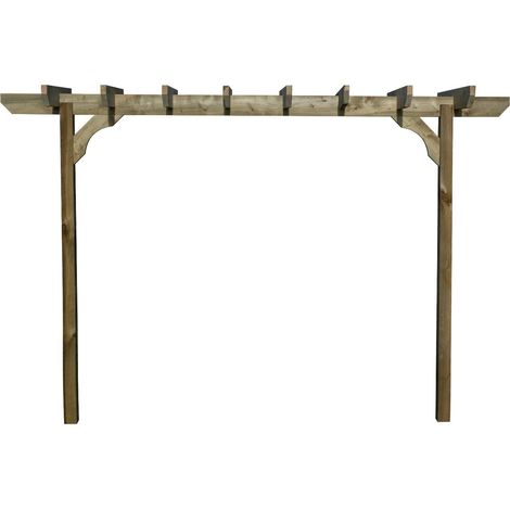 Chamfered Single Beam Pergola, Plant Climbing Arbour, 1.8m (2 Uprights), Rustic Brown (1/4)
