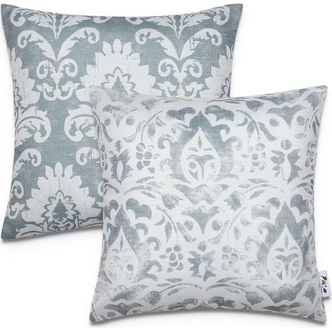 Paco Home Lot De 2 Housse Coussin 45x45 Housse Coussin Déco Rayures Intérieur Extérieur Gris, 2pcs-Set