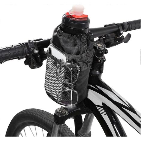 Porte-bidon de vélo avec poche avant en filet, grande capacité, compatible avec vélos de ville, VTT, vélos de route, scooters et fauteuils roulants (M2010.5). (1/5)