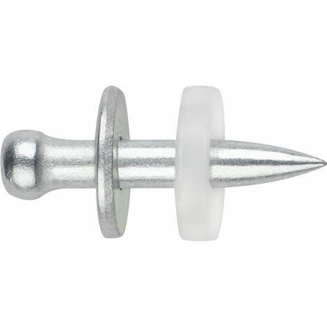 100 clous à poudre standard 3,8 x 27 mm avec rondelle double métallique + plastique 12 mm, zingué (1/2)