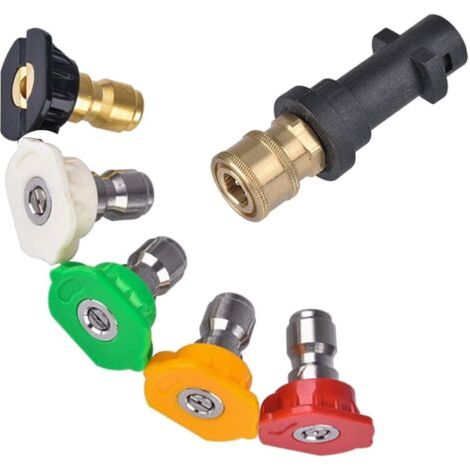 Adaptateur de pistolet pour nettoyeur haute pression Kärcher K2 K3 K4 K5 K6 K7 – Raccord femelle 1/4' à connexion rapide – 5 buses de pulvérisation (1/5)