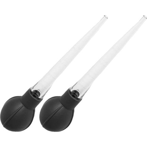 Juego de dos goteros de plástico: tubo medidor de cocina, pajita medidora graduada grande, aves, ternera y pollo, Color negro y transparente (1/5)