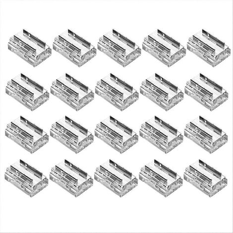 20 connecteurs pour rubans LED 8 mm 2 broches COB/SMD 2835/3528, droits, angle, ruban-ruban et ruban-fil (1/5)