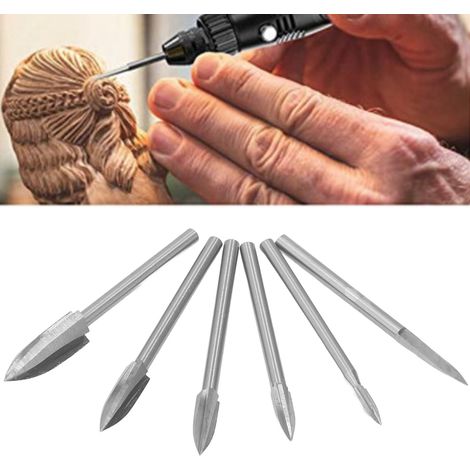 3-mm-Dreischneidmesser-Set: Holzschnitzmesser, elektrische Schleifer, 5 Dreischneidmesser + 1 Schwertmesser + Dorn (1/5)
