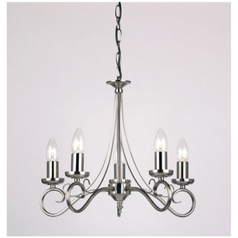 Endon Trafford - Pendentif à 5 ampoules à bras multiples, argent antique, E14 (1/4)
