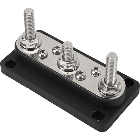 Bloc de distribution électrique avec couvercle, bornes M8 et M4, vis, 12-48 V, 150 A, pour voitures, camions, camping-cars et bateaux, noir (1/5)