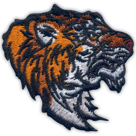 Aufnäher „Wilder Tiger“ – Kleiner Bengal-Tigerkopf – Zum Aufnähen – Gestickter Aufnäher/Abzeichen/Emblem