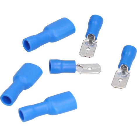 Set mit 100 isolierten Gabelverbindern (Stecker und Buchse), 16–14 AWG, blau (1/5)