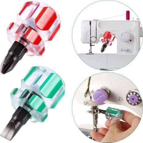 Mini-Kurzschraubendreher-Werkzeugsatz für Nähmaschinen, inklusive Schlitzschraubendreher und Kreuzschlitzschraubendreher für Heimwerkerreparaturen, 2-teilig mit Aufbewahrungstasche (1/5)