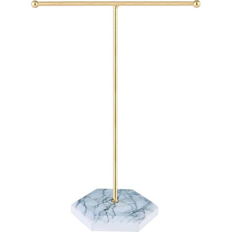 Organisateur de bijoux, présentoir à bijoux en métal en forme de T pour colliers et boucles d'oreilles (1/5)