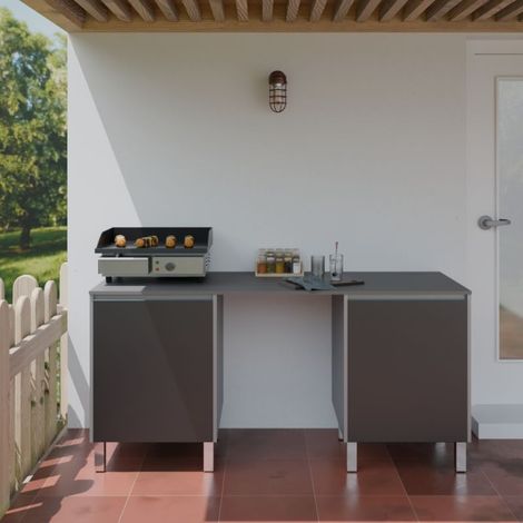 Cuisine d'extérieur en inox KX07 - 180 cm avec emplacement frigo