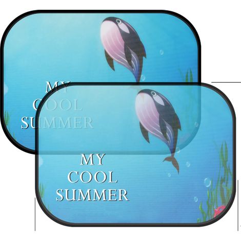 2 moustiquaires de fenêtre latérale voiture, filet anti-UV à adsorption électrostatique, protection solaire en maille, motif baleine de mer (1/5)