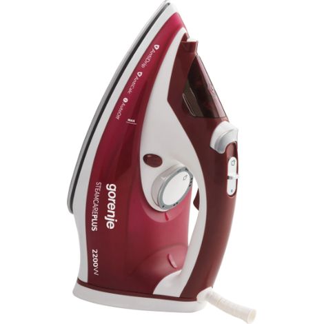 Gorenje Fer à vapeur SIH2200RBC Fer à vapeur 2200 W Réservoir d'eau : 280 ml Vapeur continue : 30 g/min Rouge/Blanc (1/4)