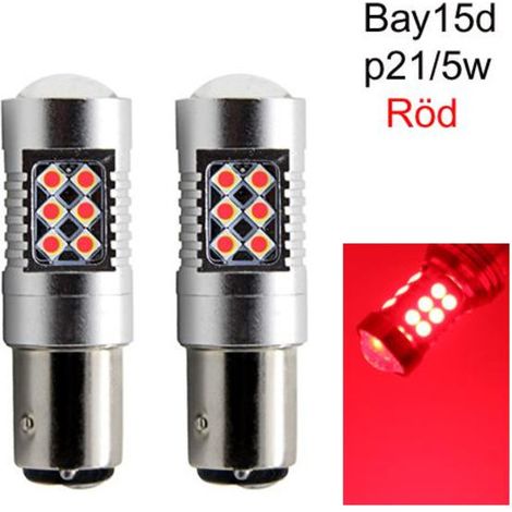 Feu stop arrière Bay15d rouge p21/5w LED 1157 avec 24 LED SMD 3030 (lot de 2), gris argenté (1/5)