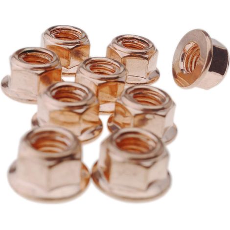 12pcs écrou de collecteur d'échappement tête écrou M8 Hex cuivre autobloquant pour Voiture, 11621711954 (1/5)