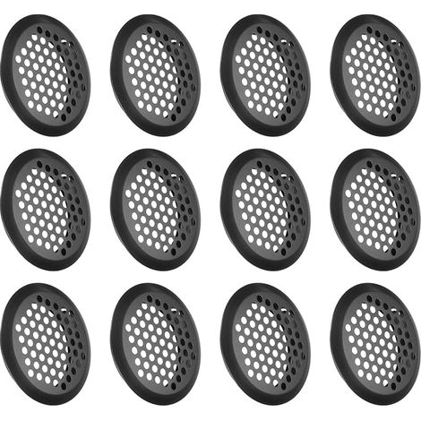 12pcs 50mm/2" Round Stainless Steel Mesh Ventilation Grills for Bathroom, Home, Office, Kitchen, Wardrobe, Black (1/5)