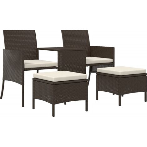 Canapé de jardin - Salon de jardin - Banc de jardin - table à thé et tabourets Résine tressée Marron Chic-356047 (1/5)