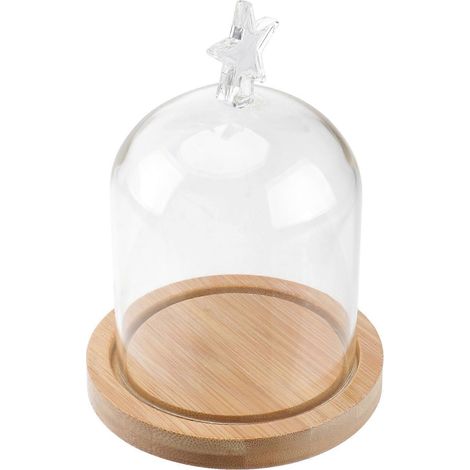 Cloche en verre pour fleurs séchées, cloche en verre transparente à monter soi-même, cloche en verre en forme d'étoile à cinq branches avec base en bois-8.58.513CM (1/3)