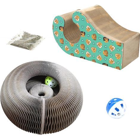 New cat scratching post, accordion cat toy, cat tree with ball track, accordion paw-shaped cat scratcher, fun interactive toy for kittens. (1/5)
