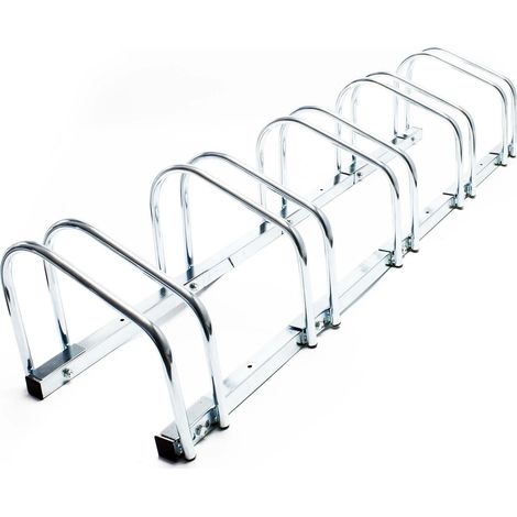 Wiltec Fahrradständer für 5 Fahrräder, 1305x320x265 mm, grau Stahl, für Bodenmontage geeignet, Reihenparker Fahrradbügel
