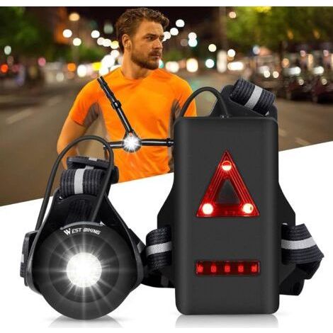 Running Light, Chest Run Light with Adjustable Beam 500 Lumens, USB Rechargeable Waterproof Lamp Front and Rear LED Flashing Warning (1/5)